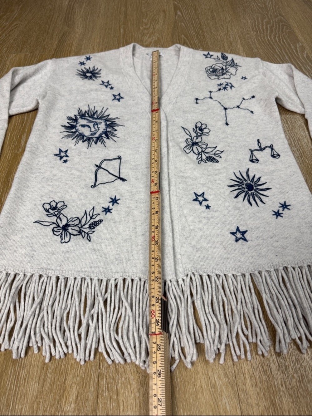 Johnny Was Bijou Fridge Wool Cashmere  Zodiac Astrology Cardigan Sweater sz S - Picture 6 of 11